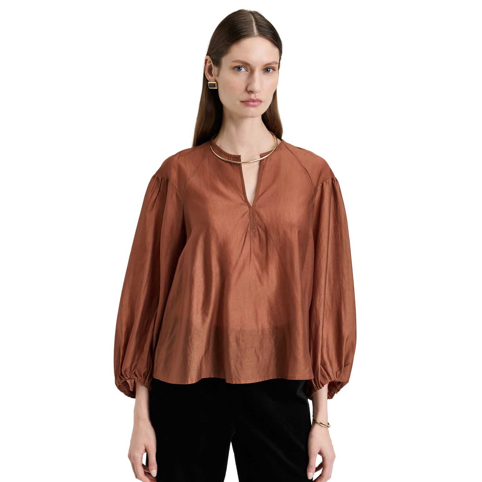 Veronika Maine Light Lyocell Blend Blouson Sleeve Top
